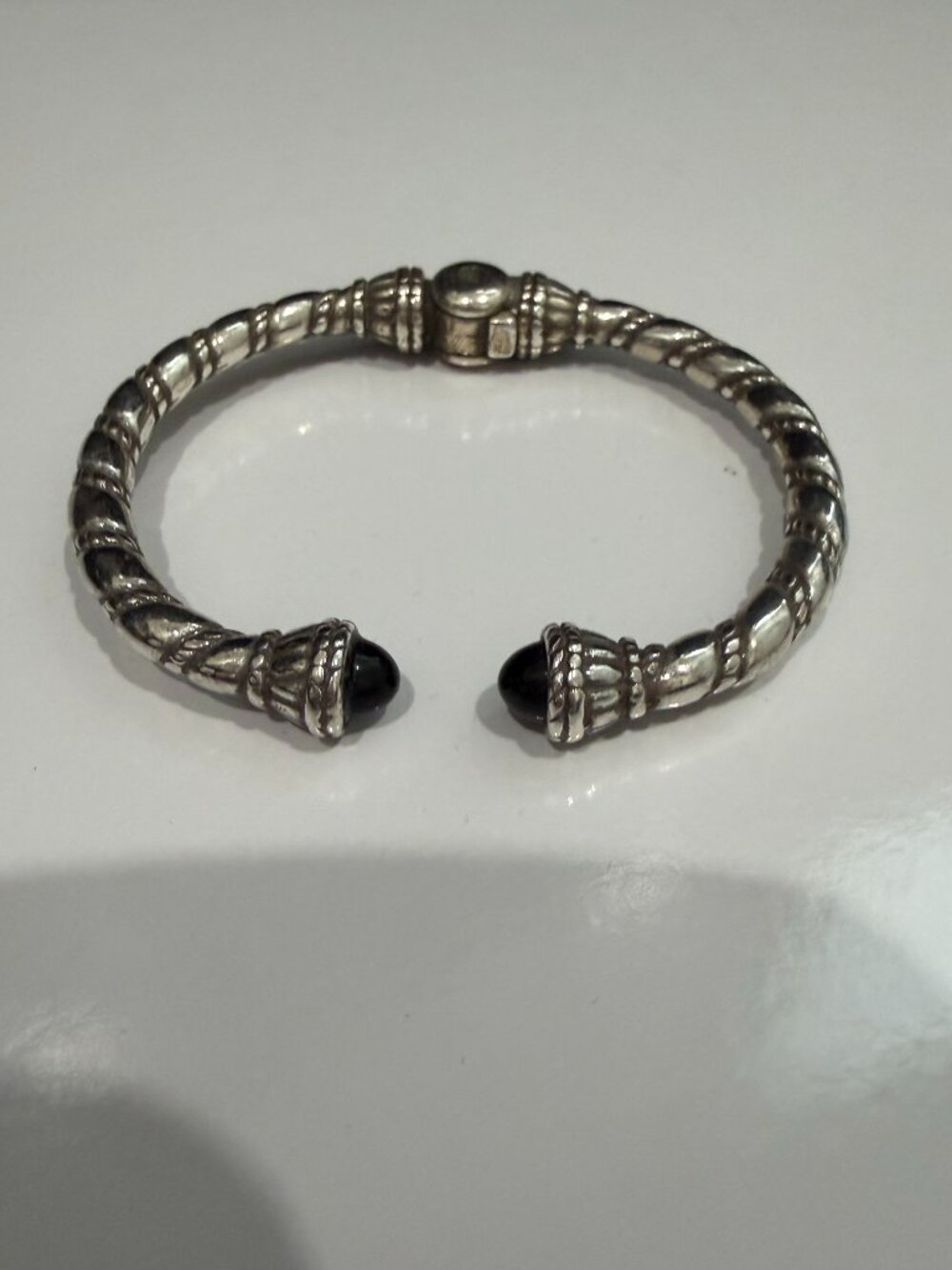 Brighton Silver-Tone Twisted Rope/Cable Hinged bangle bracelet